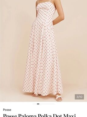 Posse White Maxi dress with Red Polka Dots
